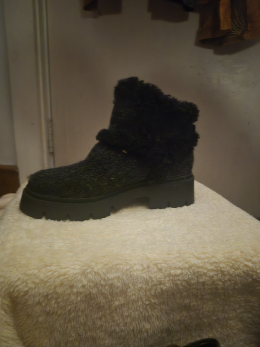 Circus by Sam Edelman Black Fuzzy Platform Ankle Booties